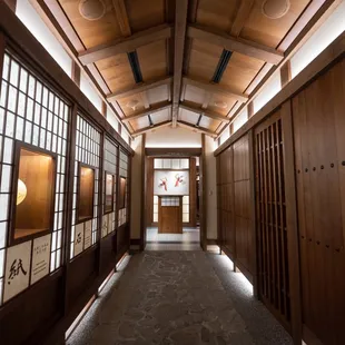 a long corridor in a building