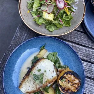 Sea bass and side salad