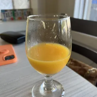 a glass of orange juice