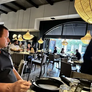 a man sitting in a restaurant