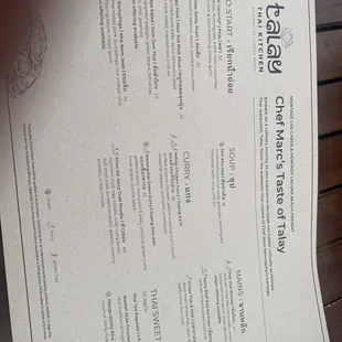 New menu which has gluten free options