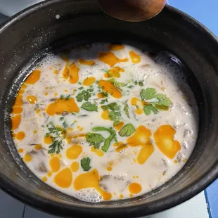 Scallops. You must eat this with a spoon. It is crazy good.