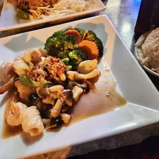two plates of food on a table