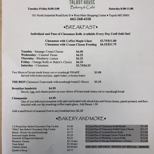 Breakfast Menu