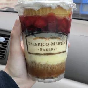 Strawberry banana cake parfait