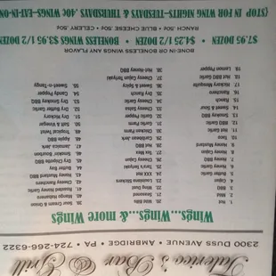 menu