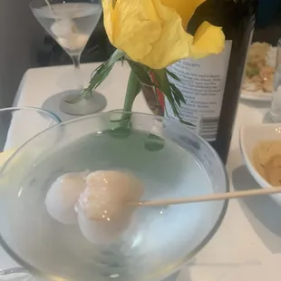 Lychee martini - perfect light sweetness. Apple is a great bartendress!