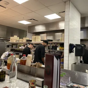 View of kitchen from chef's table