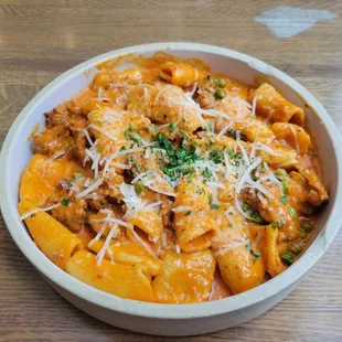 Vodka pasta with sausage