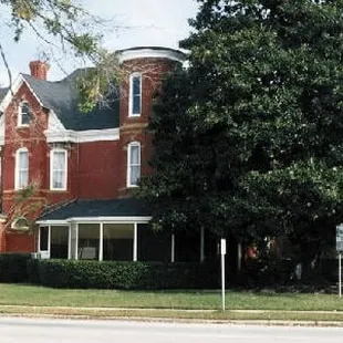 a large red brick building