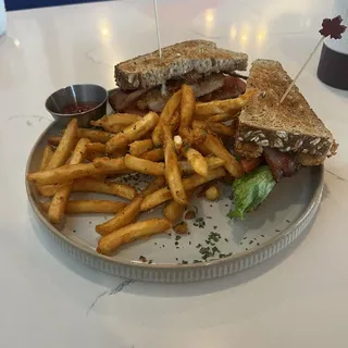 Fried Chicken BLT Sandwich with French Fries