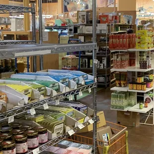 a variety of products on shelves