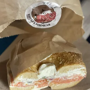 Half of the NYC- lots of lox and CREAM CHEESE: mmmmm