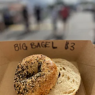 We sell big bagels, too! Pre-order (minimum dozen) by email (talisbagels@gmail.com) or IG DM (@talisbagels).