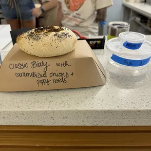 Like a stuffed bagel pastry. And sizing of schmears container.