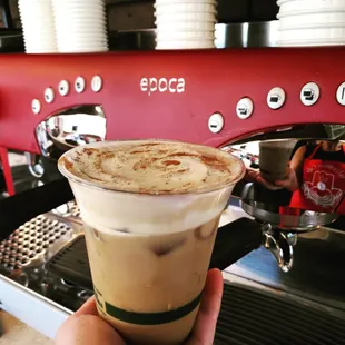 Iced Cappuccino with Cinnamon and Vanilla Swirl!