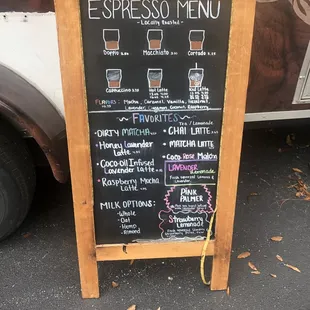 espresso menu on chalk board