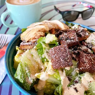 Cesar salad and Lavender Vanilla Latte