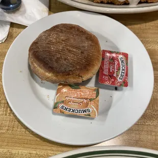 Biscuit with butter and jam