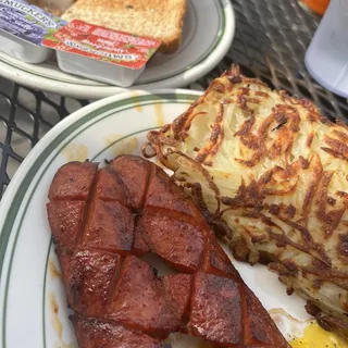 Hot link sausage with 2 Eggs