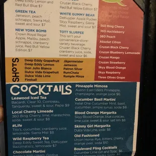 Shots and cocktails
