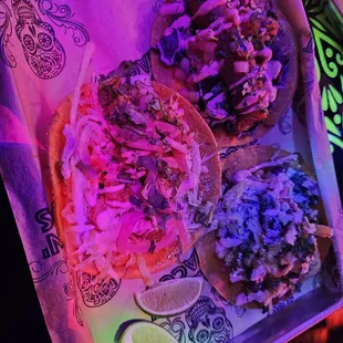 Southwest chicken, Mahi Mahi and Shrimp tacos