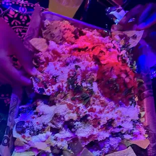 Loaded Nachos with chicken and beef
