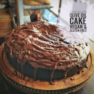 Vegan Chocolate Olive Oil Cake! Made using organic and local heritage flours, customer favorite.