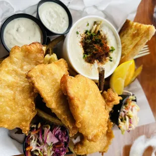 Fish and chips and chowder it was OK