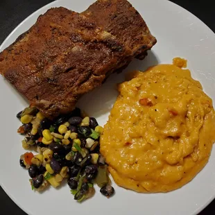 "Thirsty Thursdays" curbside menu this week was smoked pork ribs, pimento cheese mashed potatoes, cowboy caviar, and salad (separate photo).