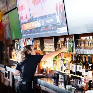 Tall Tales has a full-service bar and large-screen TVs airing a variety of sports.