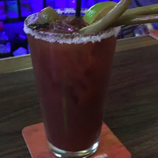 a bloody drink on a table