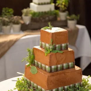 a three tiered cake on a table