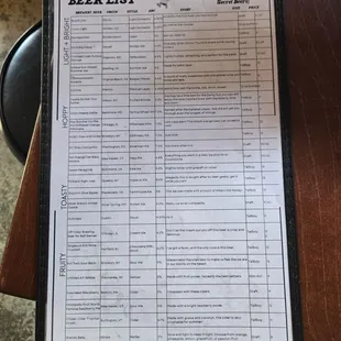 menu