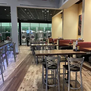 tables and chairs in a restaurant