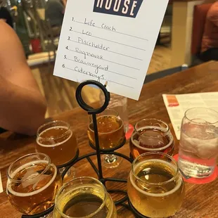 Flight The beers are listed