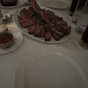 Porterhouse, mushrooms, and frites