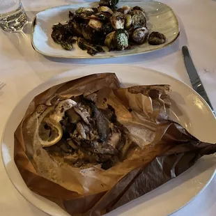 Halibut Special. Brussels sprouts