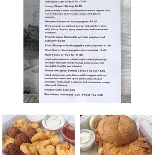 a menu and a sandwich