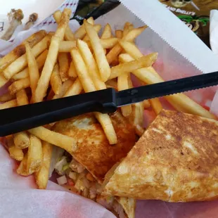 Chicken and cheese with fries