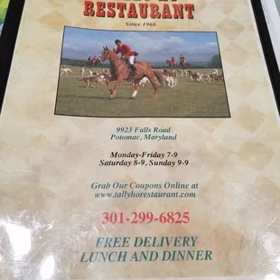 Menu cover