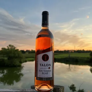 a bottle of talon southern rose wine