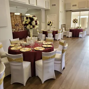 a banquet room set up