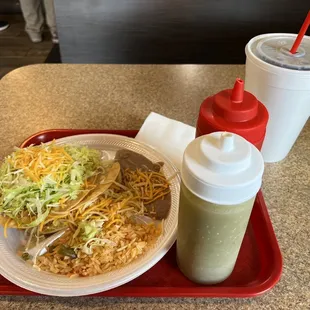 a plate of food and a drink