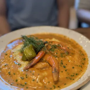 Southern Style Shrimp &amp; Grits (Sweet Gulf Shrimps, White Georgia Grits)