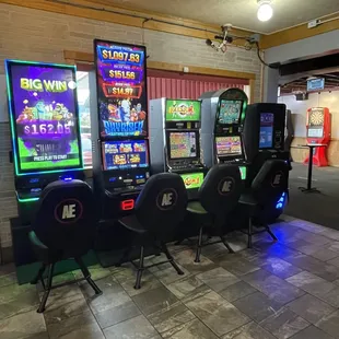 a row of slot machines
