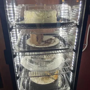 a display of cakes