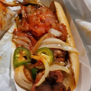 Bacon wrapped hotdog