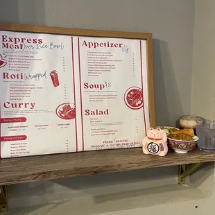 Menu on one of the walls