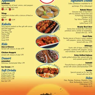 Food menu